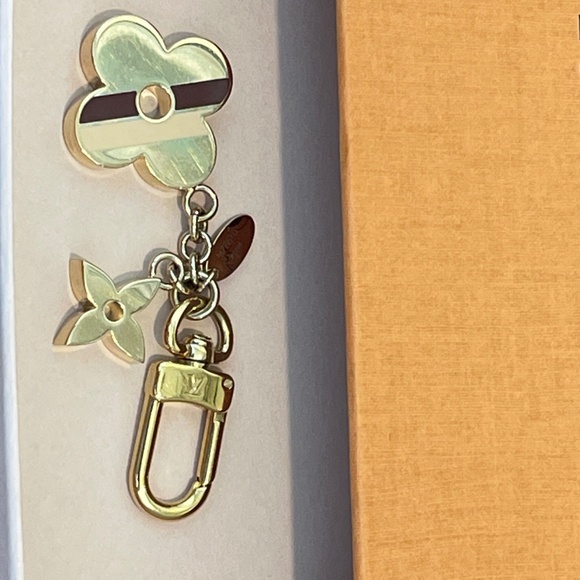 Louis Vuitton Monogram Stripes Flowers Key Ring Bag Charm With Box - Picture 6 of 13